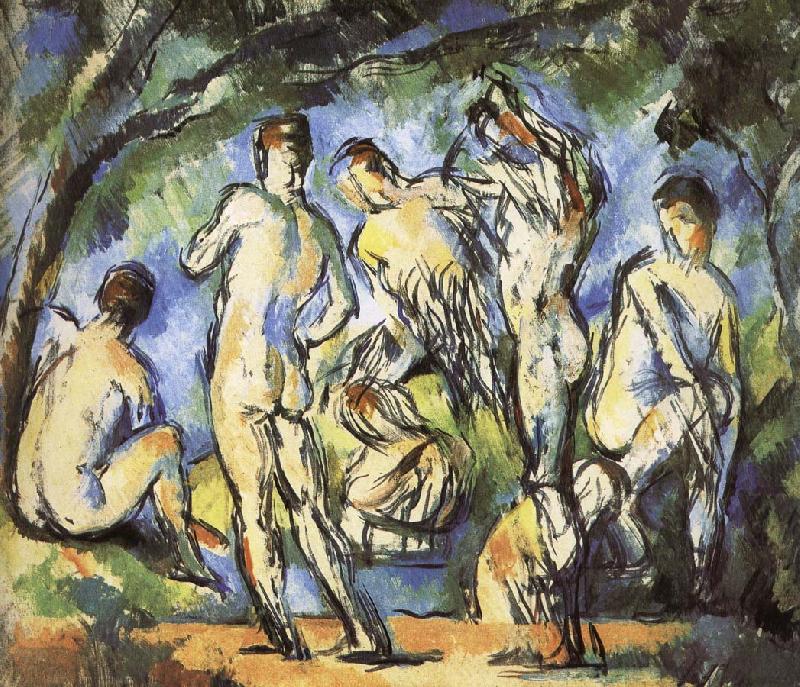 were seven men and Bath, Paul Cezanne